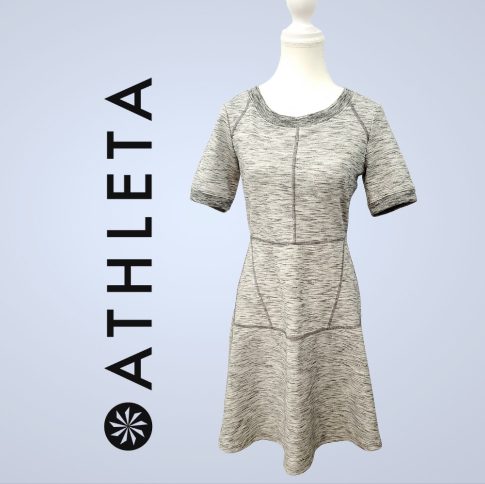 Athleta En Route textured heathered Gray Raglan Sleeve Midi Dress Size S